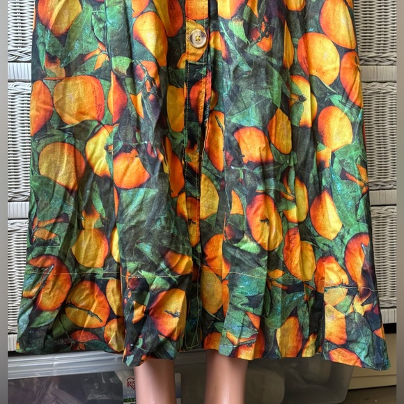 Anthropologie Maeve Midi Skirt Graphic Orchard Print Orange/Green color Size 4 - Picture 4 of 10